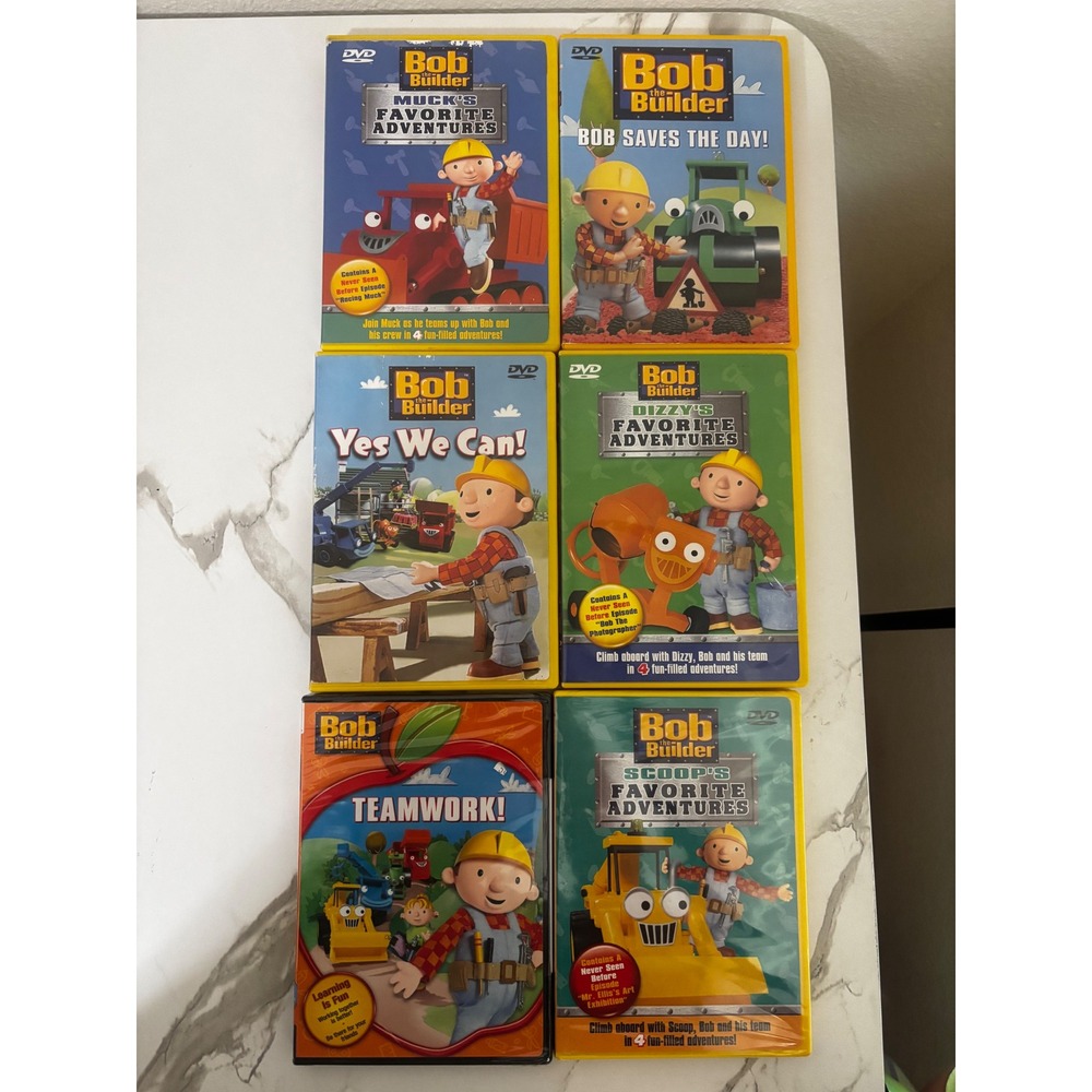 Bob the Builder DVD Lot of 6 Muck Scoop Dizzy Teamwork Kids Educational Movies